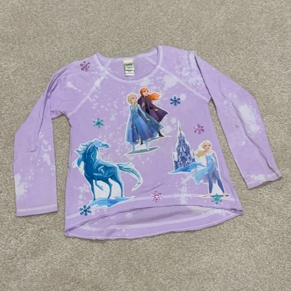 Frozen 2 Girls Purple Long Sleeve Shirt with patches by Kavio / Denny’s Sz 5-6 - Picture 2 of 14